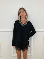 Maglia Misto Lana Merino Cristalli 6314 Nero