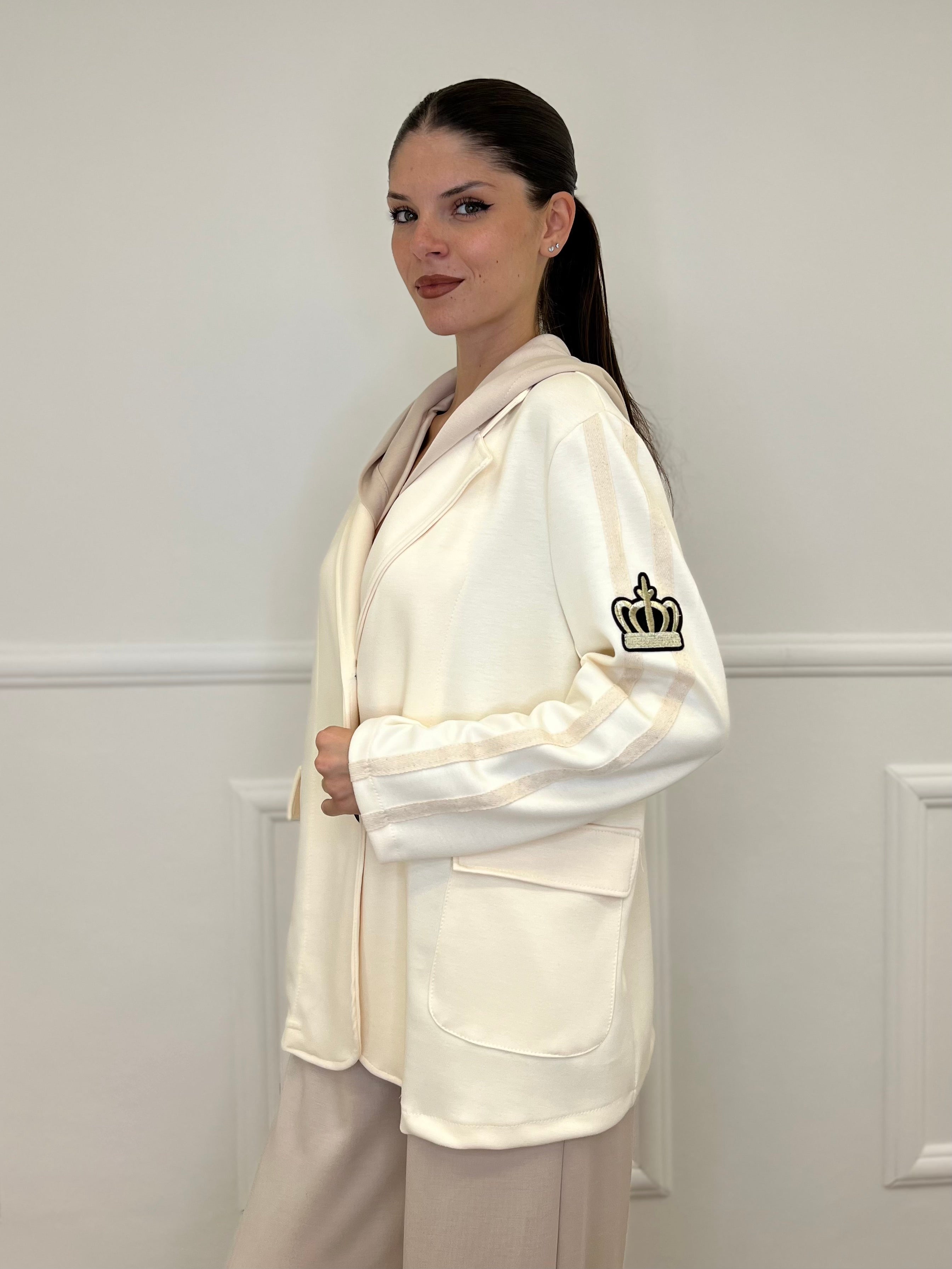 Giacca Cappuccio 27599 Panna - Bazar Abbigliamento