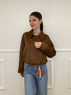 Giacca Crop Scamosciata 5006 Marrone