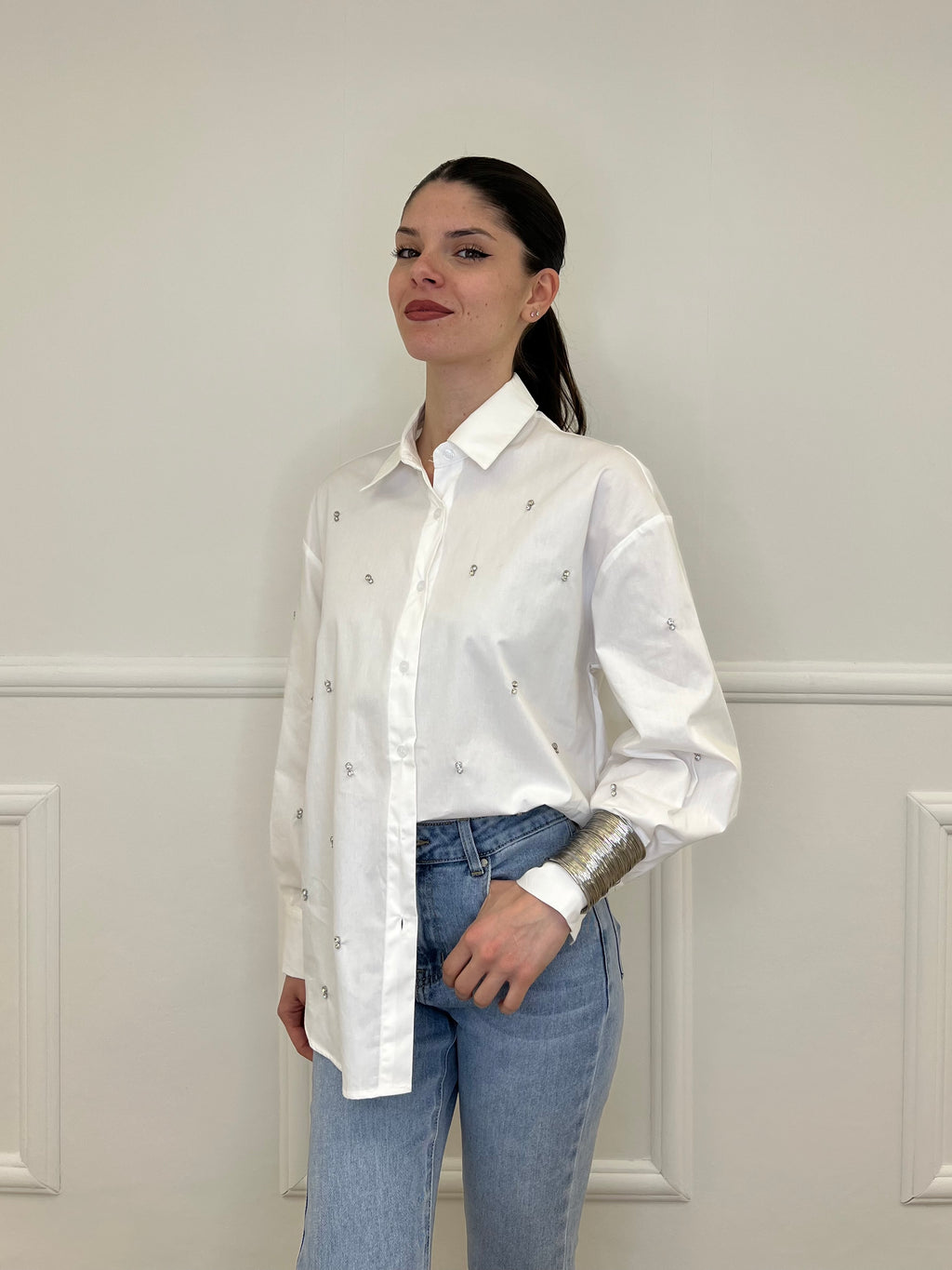 Camicia Over Cristalli 2511 Bianco