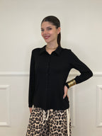 Camicia in Jersey di Viscosa 28163 Nero