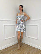 Abito Corto Fiori 5068 Blu