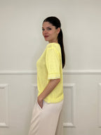 Maglia Profili a Contrasto 2780 Giallo e Bianco