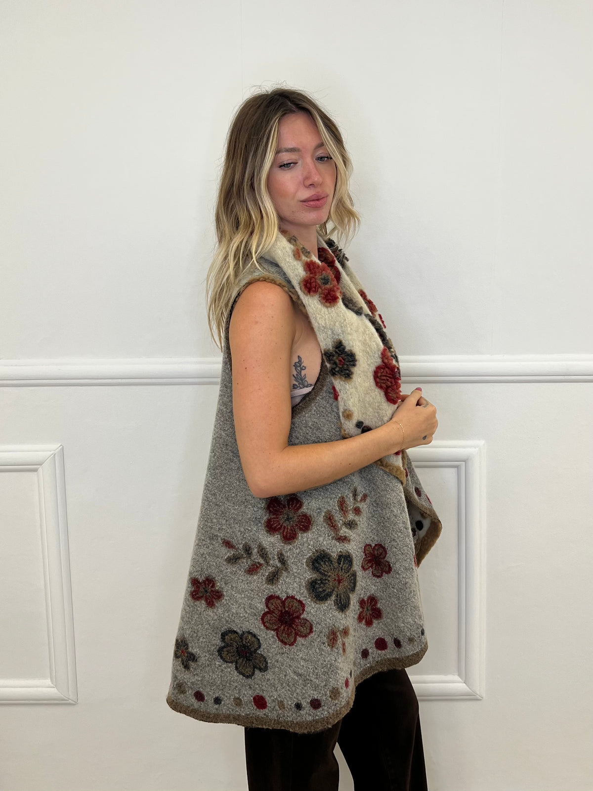Poncho Gilet Suzani Doubleface 67041 Camel