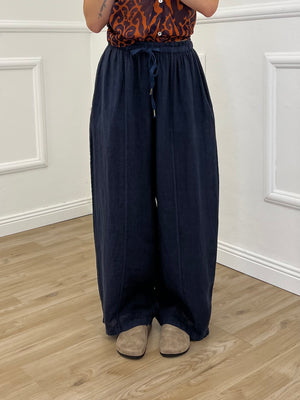 Pantalone Balloon 100% Lino 825699 Blu