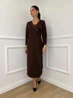Abito Crepe Pizzo 55743 Marrone