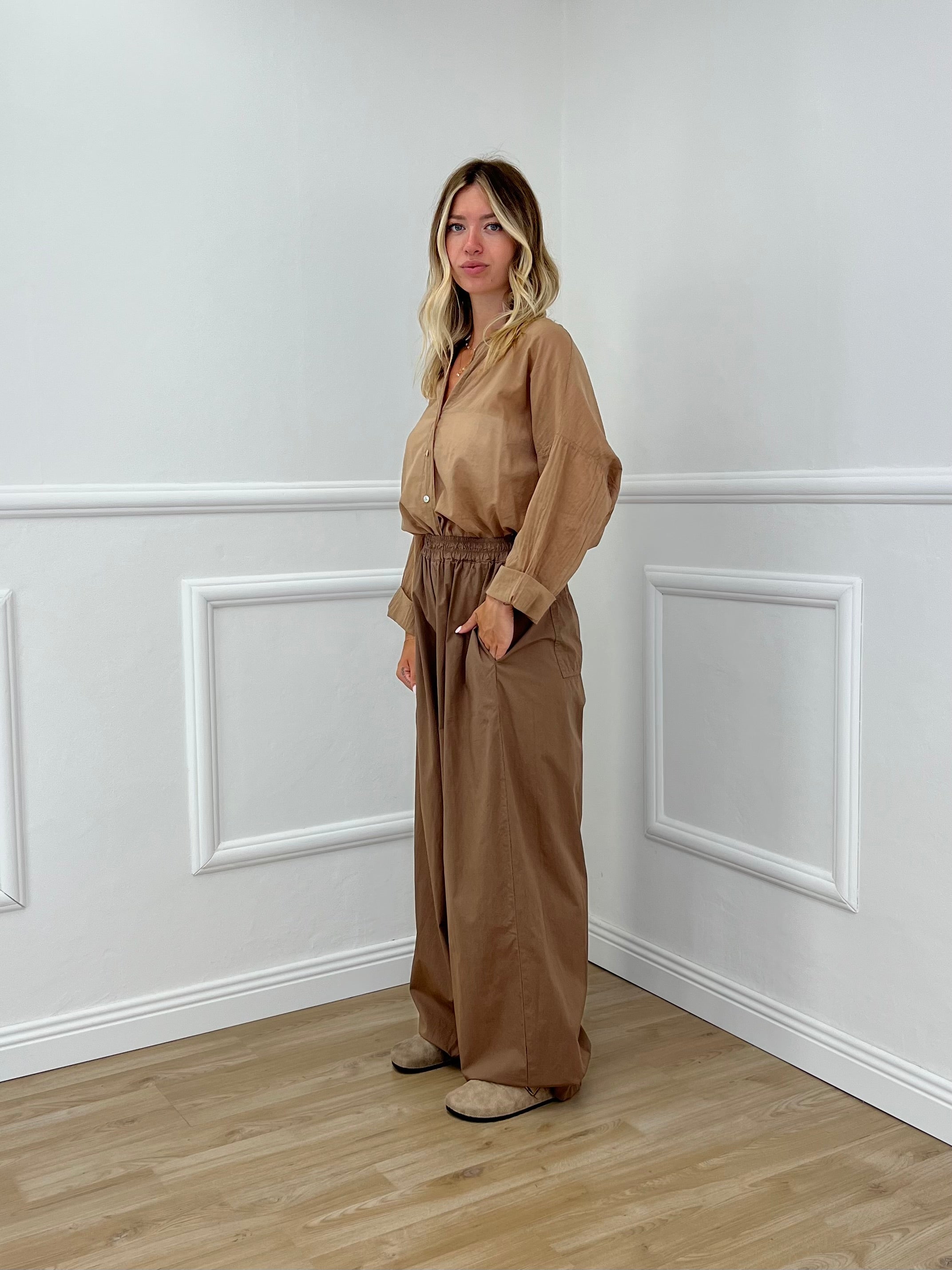 Pantalone a Palazzo Cotone 826121 Coccio