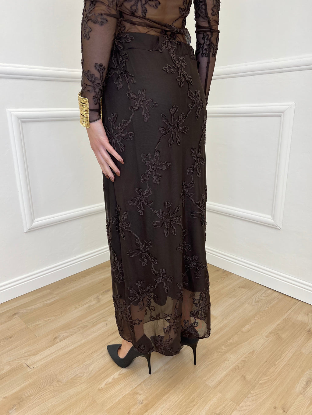 Gonna Tulle Ricami 139-833 Moro