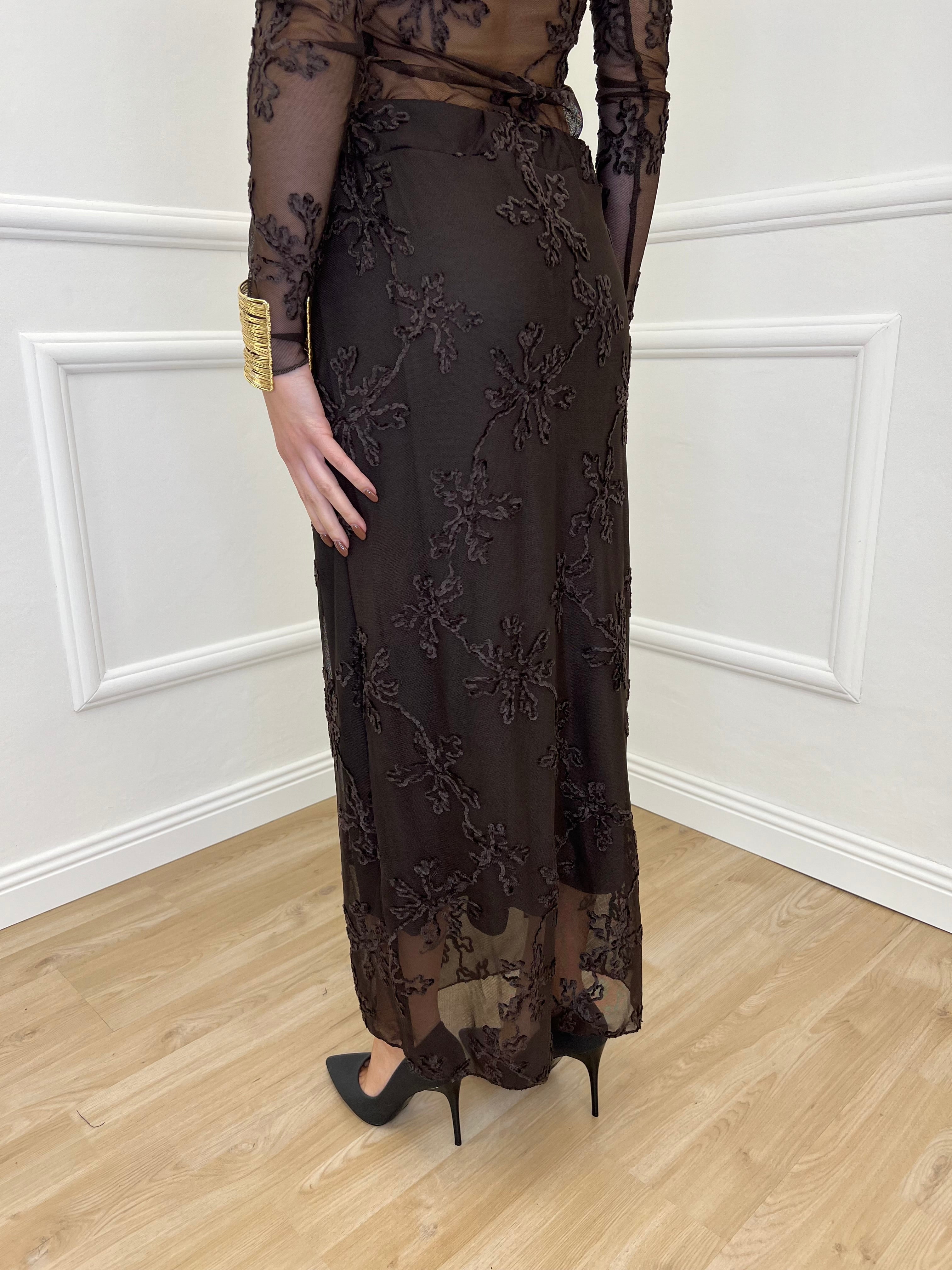 Gonna Tulle Ricami 139-833 Moro