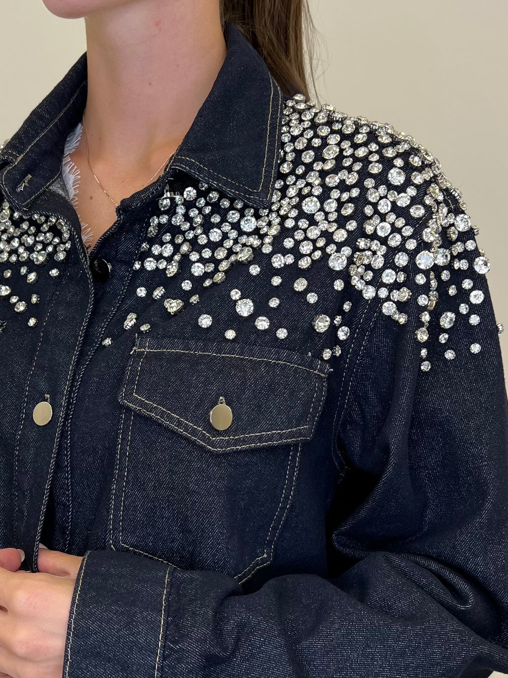 Giacca Denim Cristalli MF2501 Blu - Bazar Abbigliamento