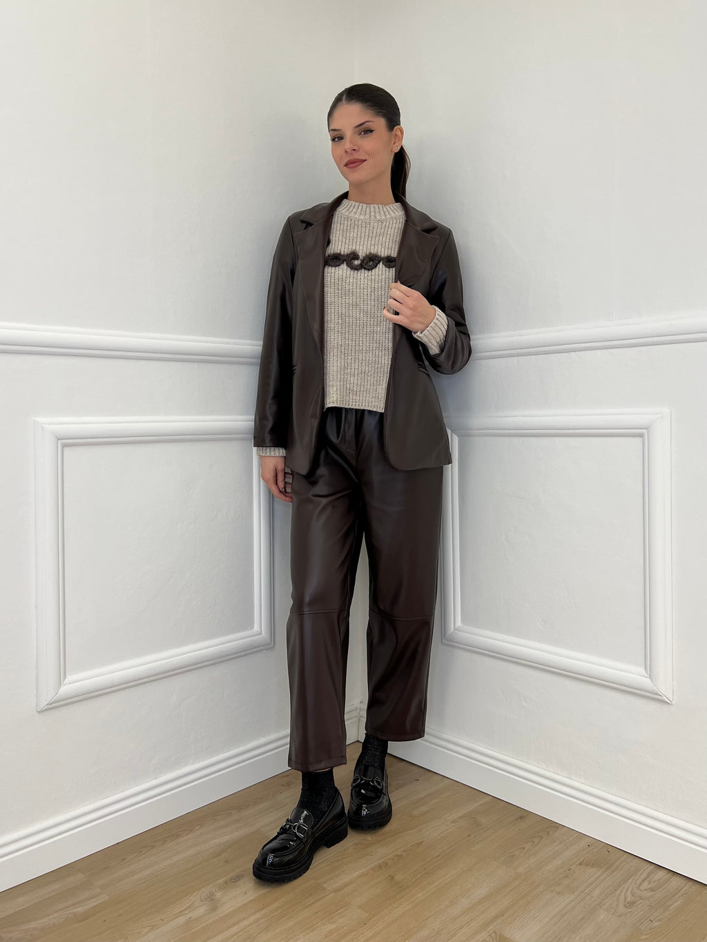 Pantalone Baggy Ecopelle 25348 Moro