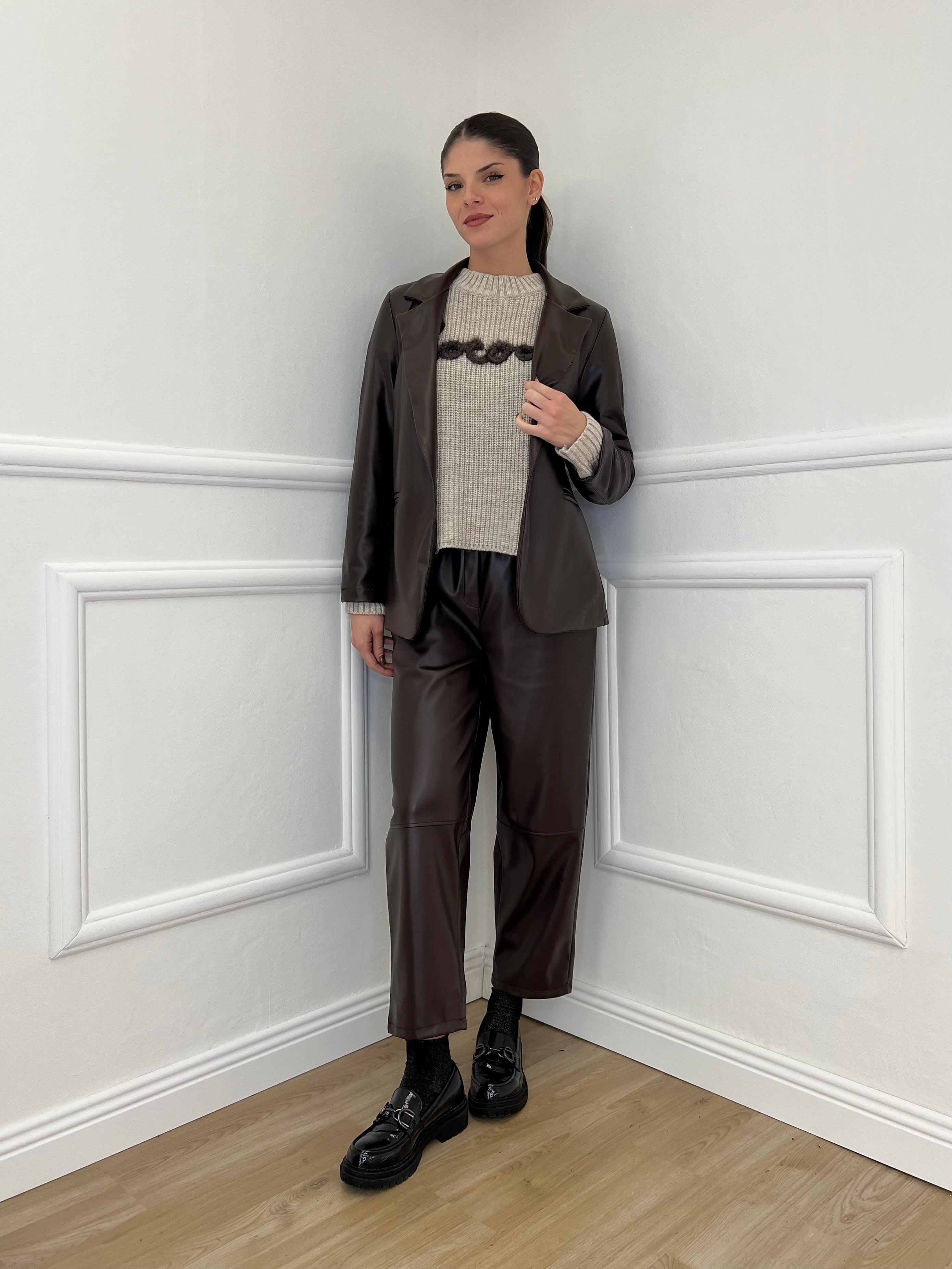 Pantalone Baggy Ecopelle 25348 Moro