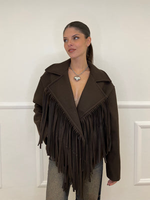 Giacca Cappotto Frange 11903 Moro