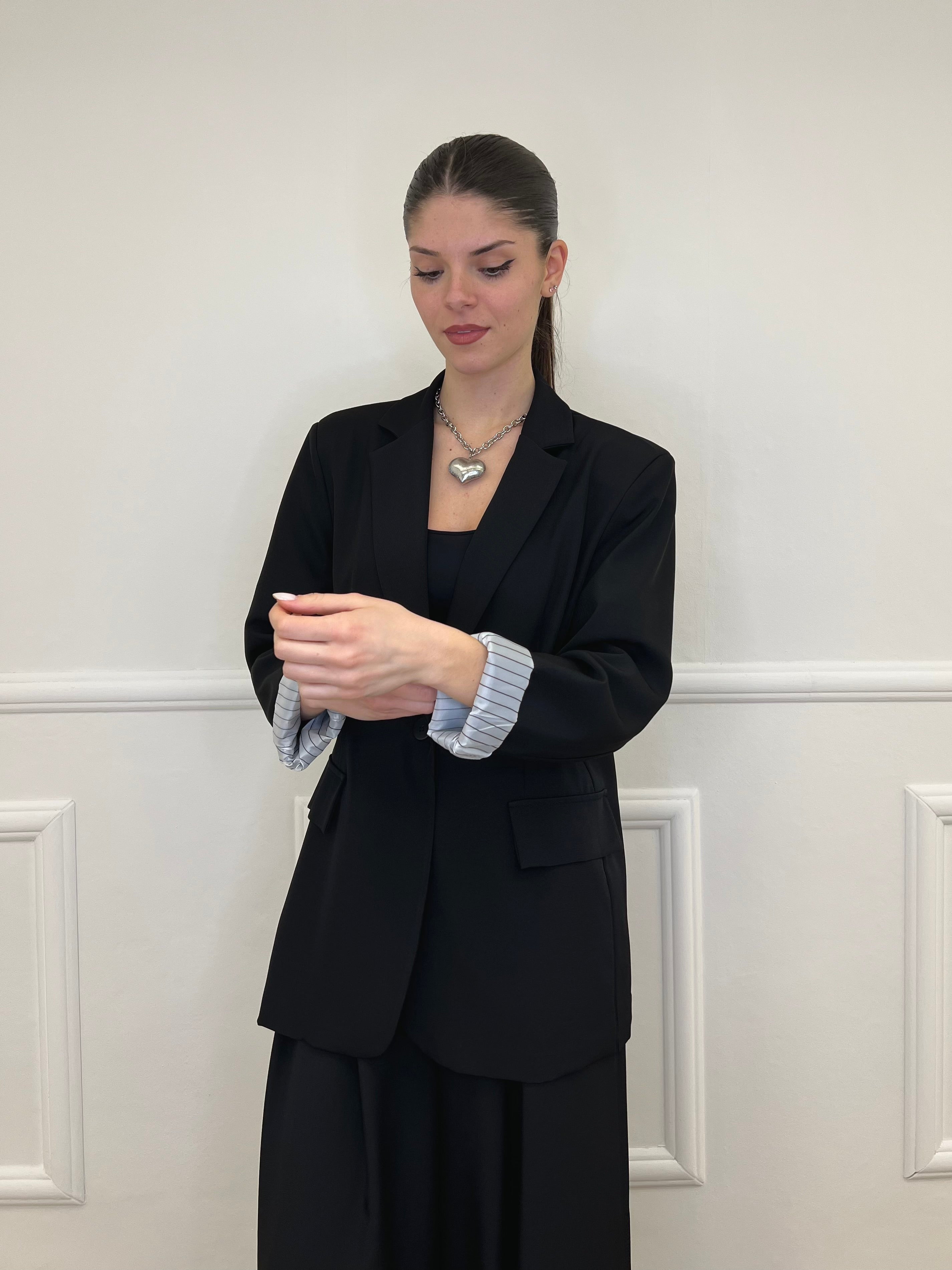 Blazer Con Fodera Gessata 216401 Nero