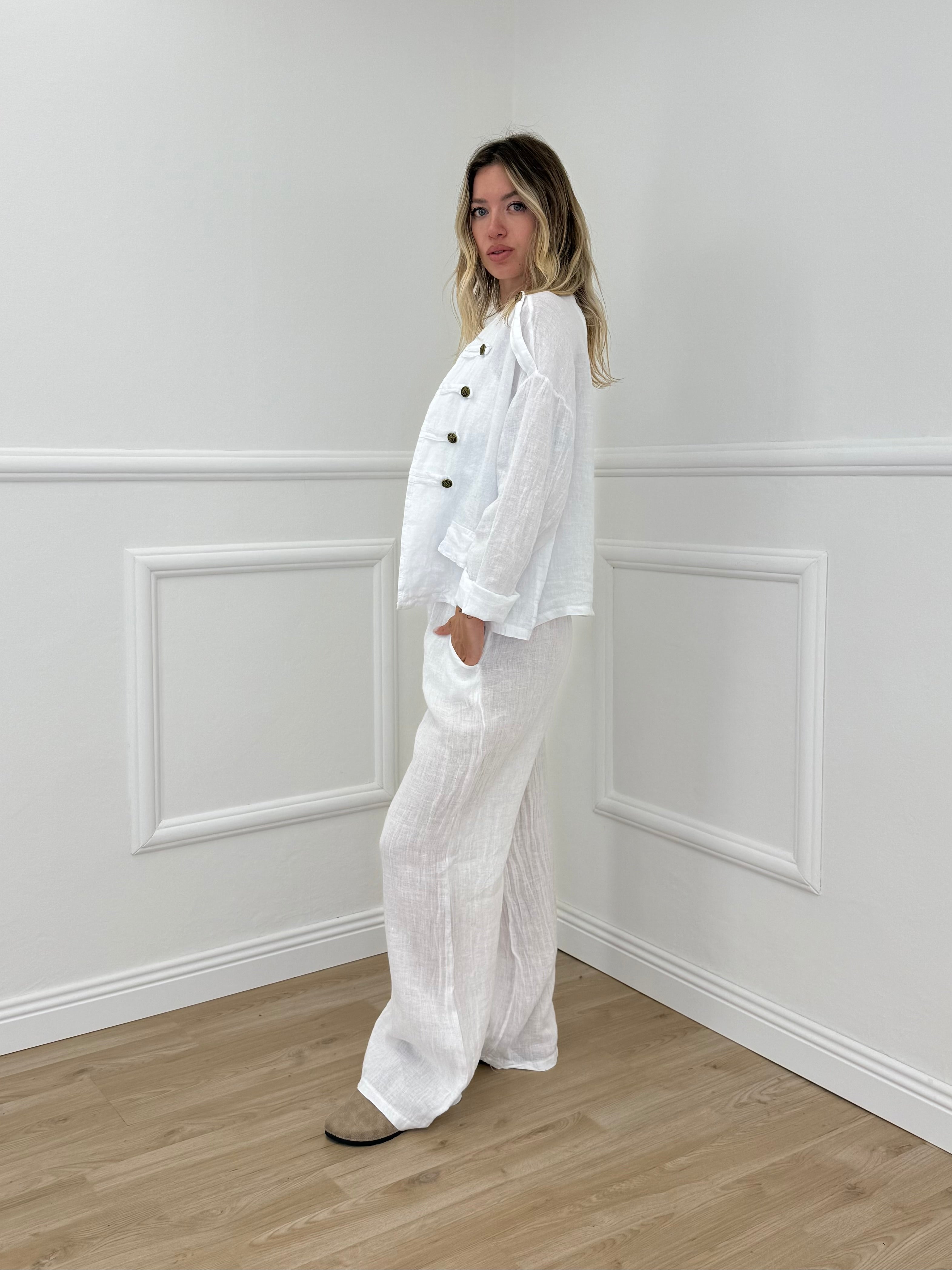 Giacca 100% Lino Alamari 926165 Bianco