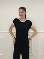T-shirt Profili Lurex 24288 Nero