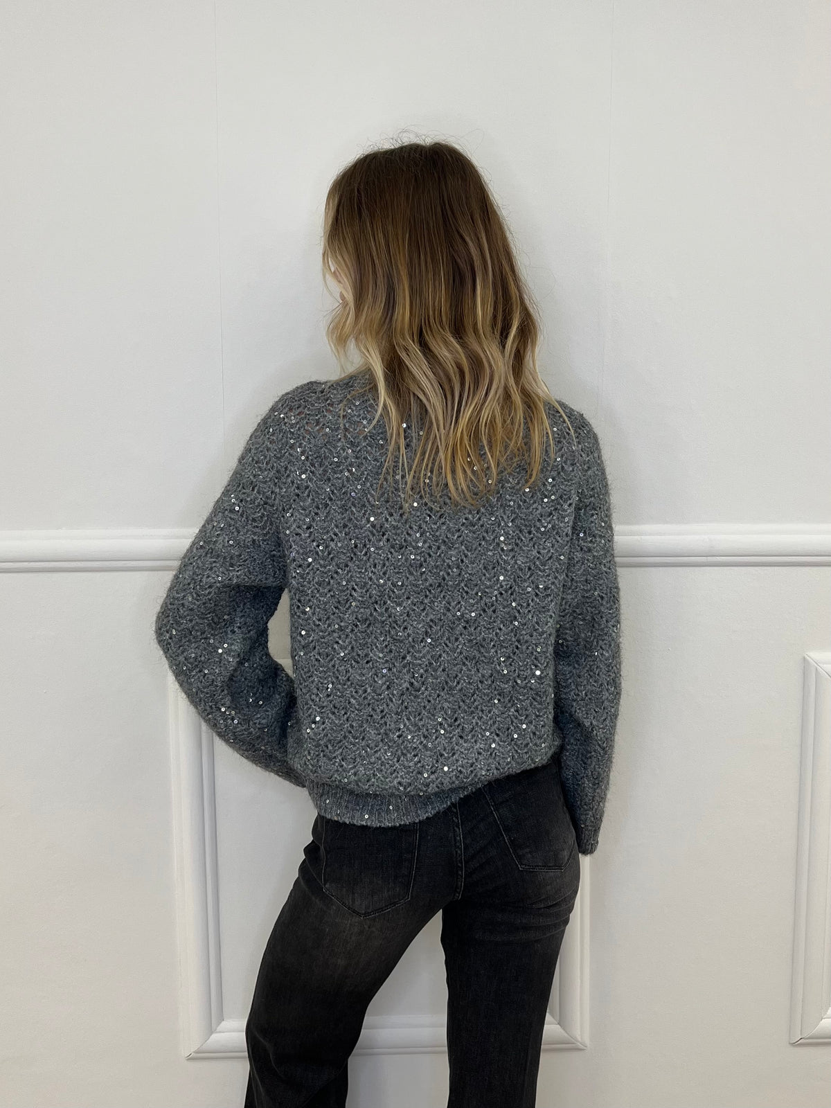 Maglia Misto Lana Paillettes 5565 Grigio