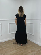 Vestito In Raso di Viscosa A00850 Nero