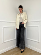 Jeans Palazzo Sfrangiato H03 Grigio