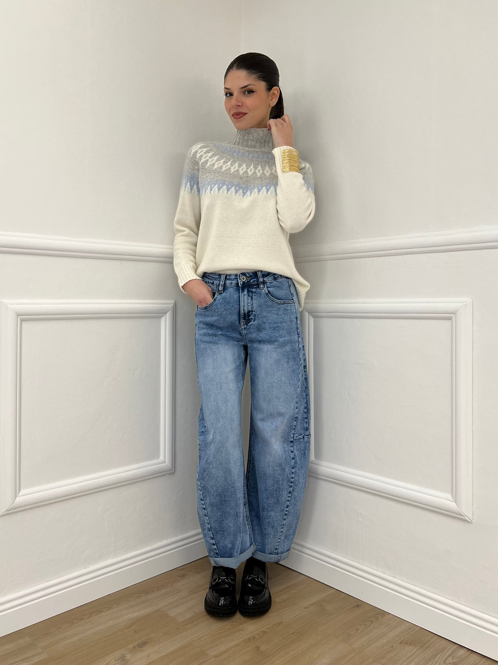 Maglia Norvegese 8240 Panna e Azzurro