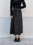 Gonna Midi Ecopelle 8066 Nero
