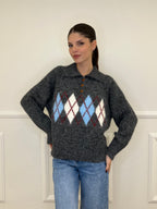 Maglia Shetland Losanghe 8612 Grigio