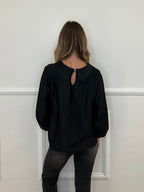 Blusa Chiffon Fiocco e Colletto 8526 Nero