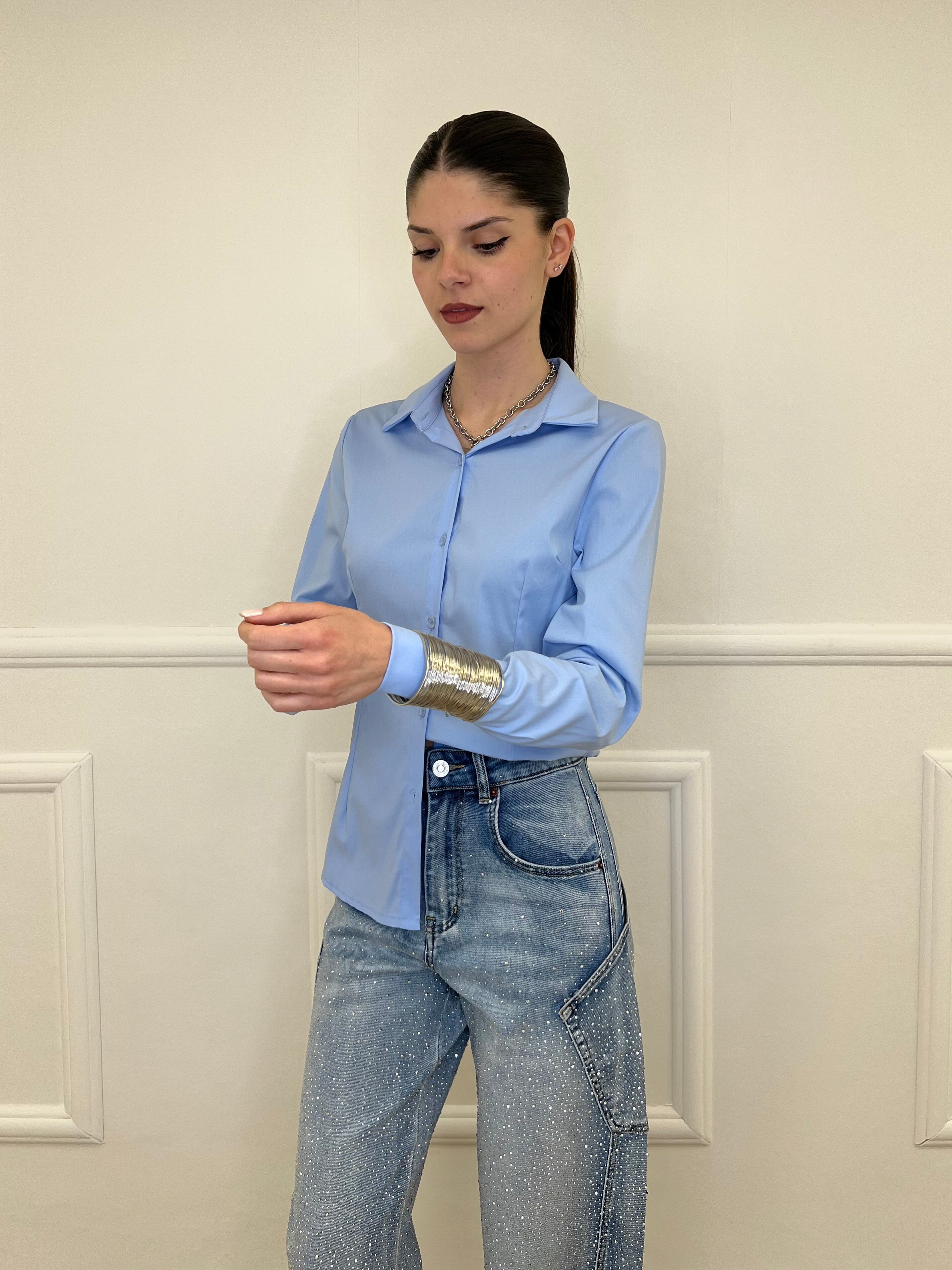 Camicia Slim Cotone 6036 Azzurro