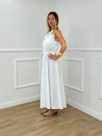 Abito Cotone Cintura 364997 Bianco