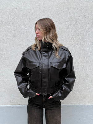 Bomber Crop Ecopelle Tasche 30346 Moro