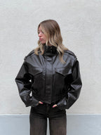 Bomber Crop Ecopelle Tasche 30346 Moro