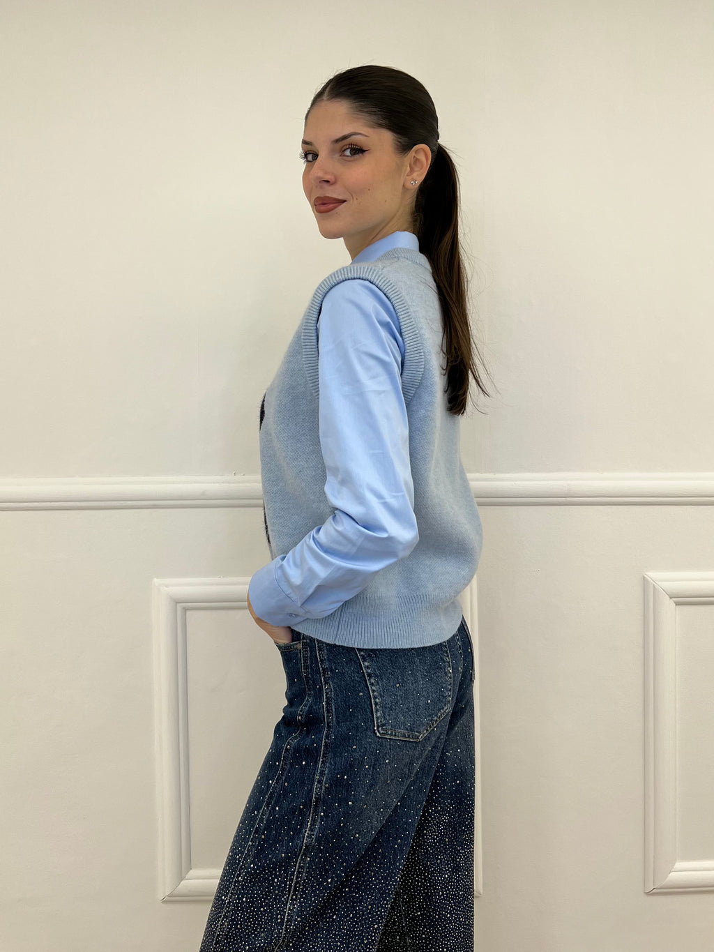 Gilet Losanghe 261711 Azzurro