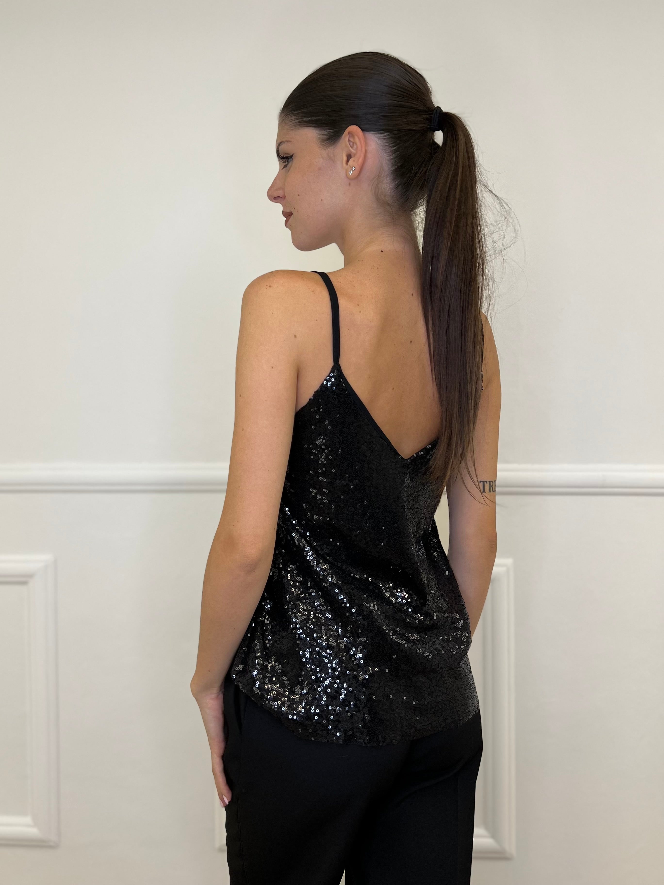 Top Paillettes 6695 Nero - Bazar Abbigliamento