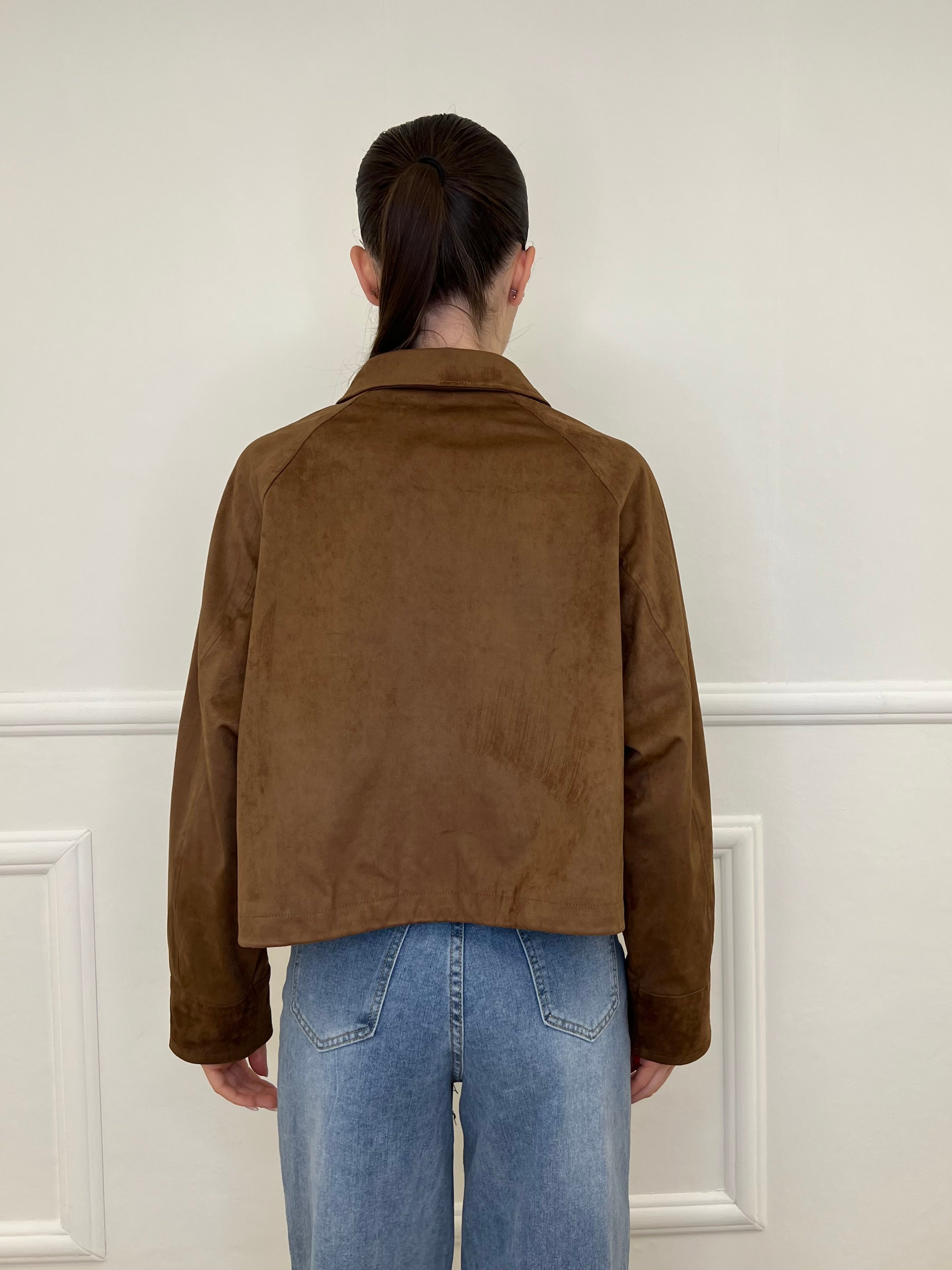 Giacca Crop Scamosciata 5006 Marrone