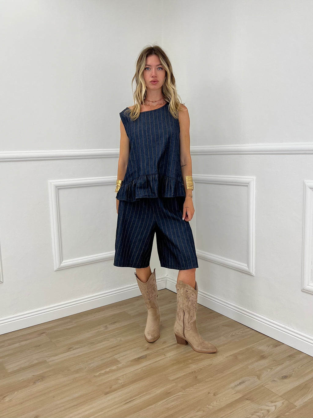 Bermuda Gessato Chambray 6006 Blu