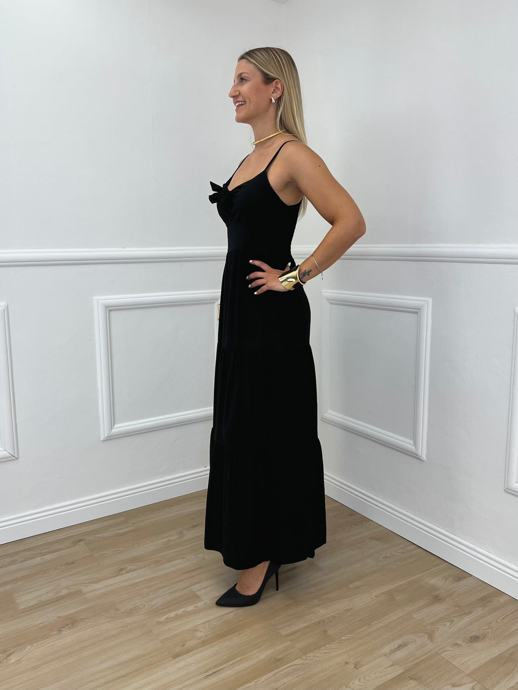 Abito Crepe Fiocco 0567 Nero