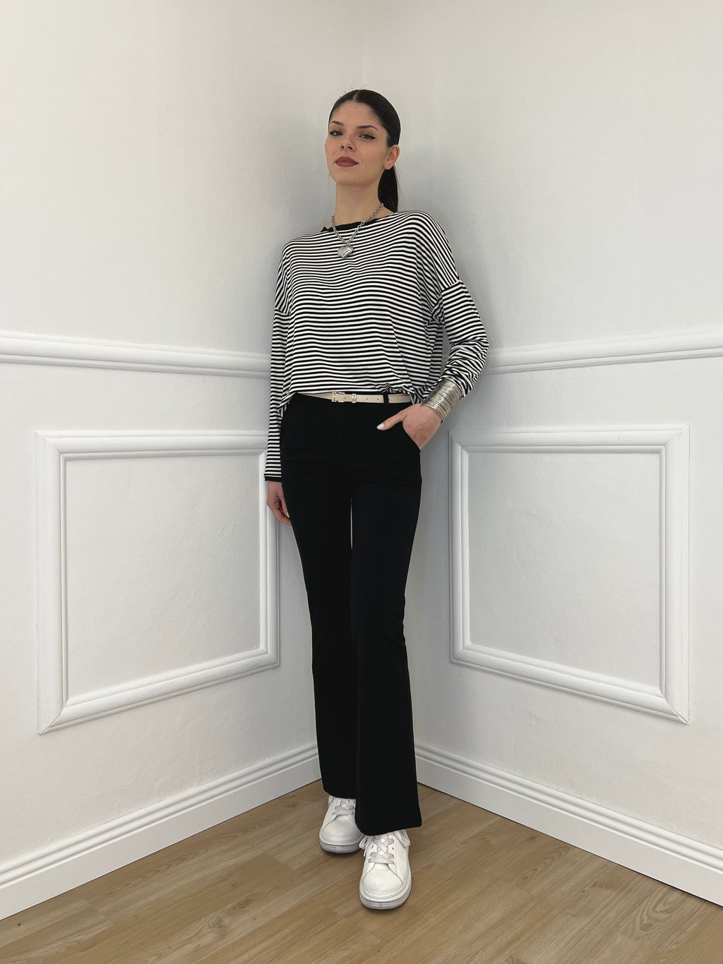 Pantalone Flare Cintura 26513 Nero