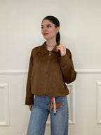 Giacca Crop Scamosciata 5006 Marrone