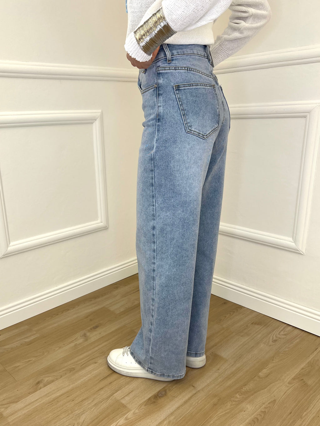 Jeans Con Vita Incrociata L1192 Azzurro