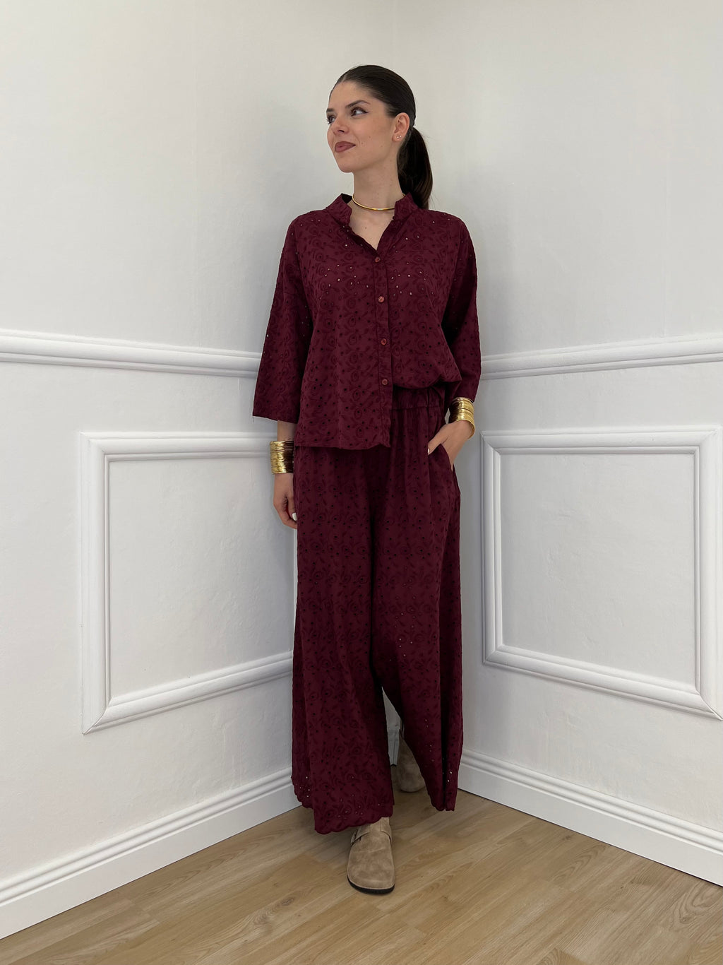 Camicia Coreana Sangallo 11392 Burgundy