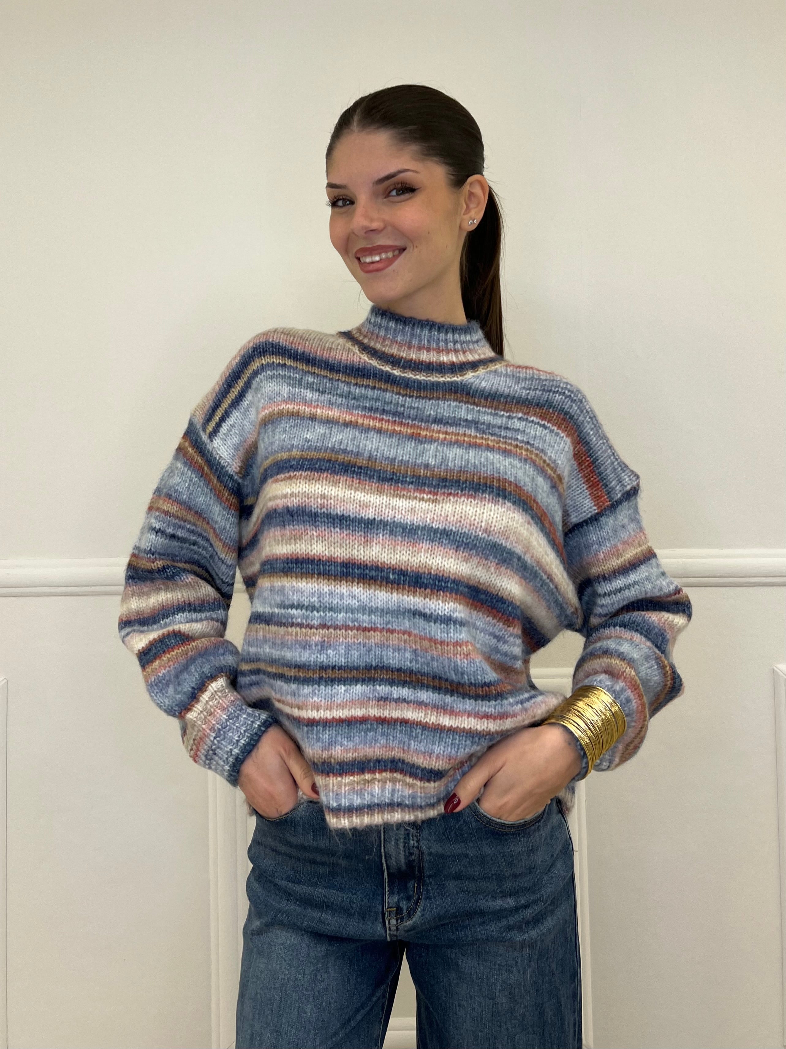 Maglia Over Multicolor 25215 Azzurro