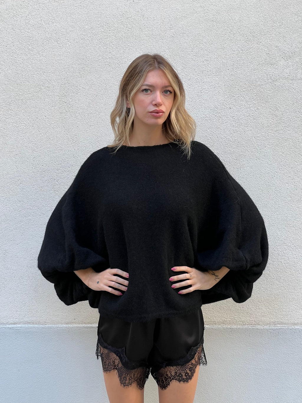Maglia Mohair Pipistrello A132 Nero