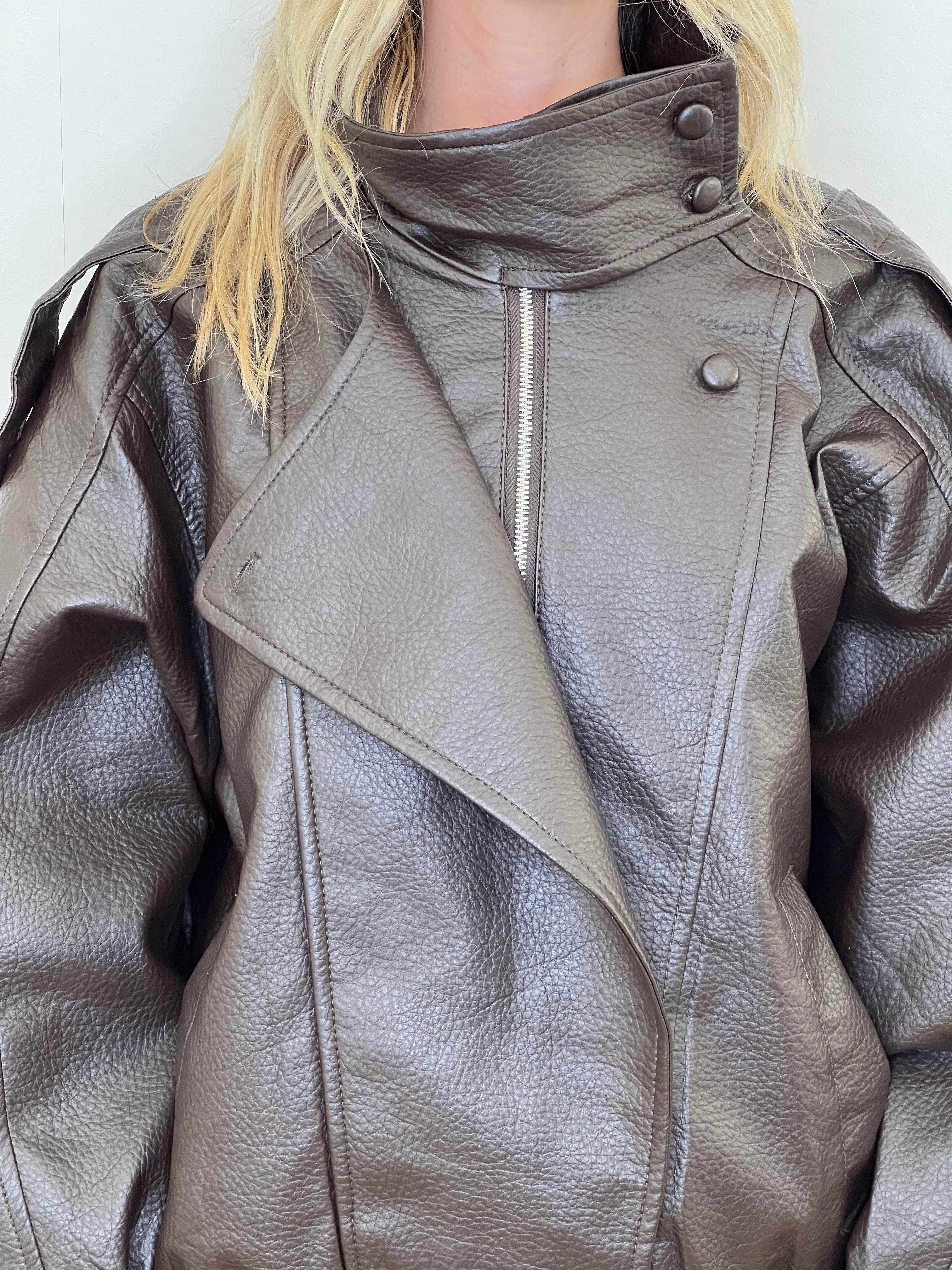 Bomber Ecopelle Martellata F01 Marrone