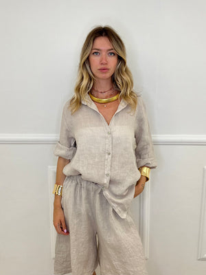 Camicia Over 100% Lino 1789 Beige