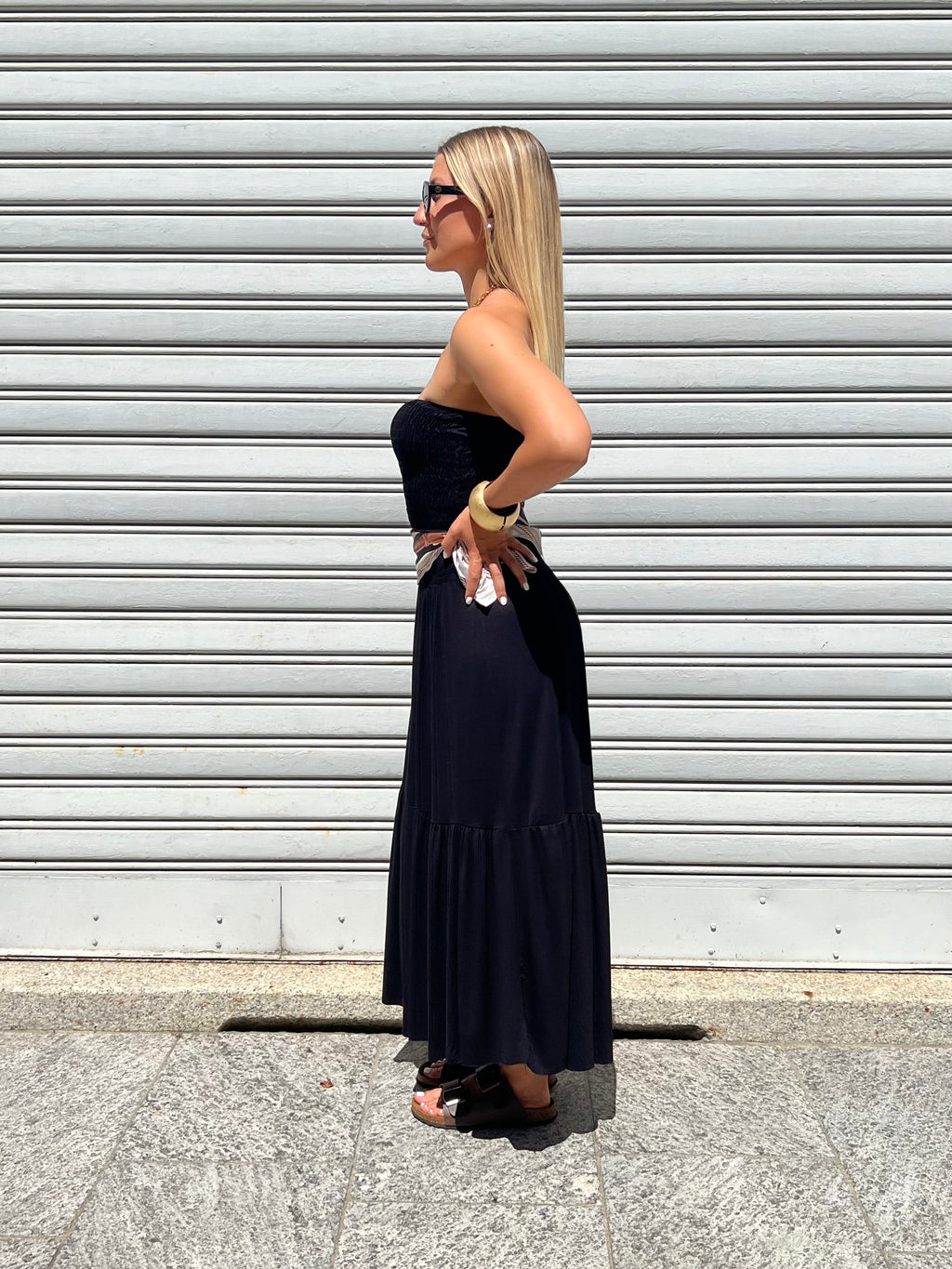Abito Fascia Jersey Con Foulard 22556 Nero