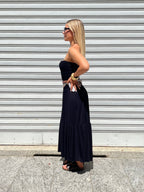 Abito Fascia Jersey Con Foulard 22556 Nero