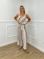 Pantalone Viscosa a Righe 1609 Camel