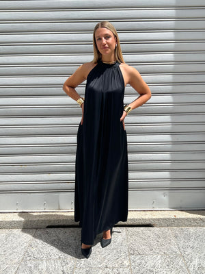 Abito Halter In Raso 9382 Nero