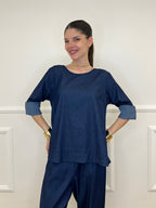 Blusa Chambray Bottoni 2546 Blu