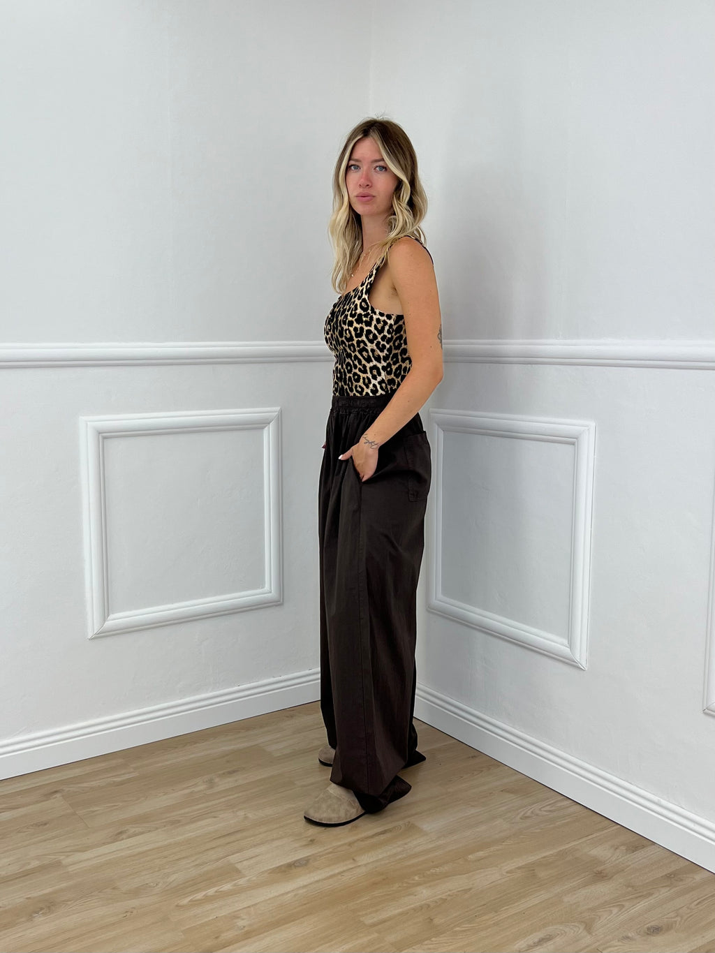 Pantalone a Palazzo Cotone 826121 Marrone